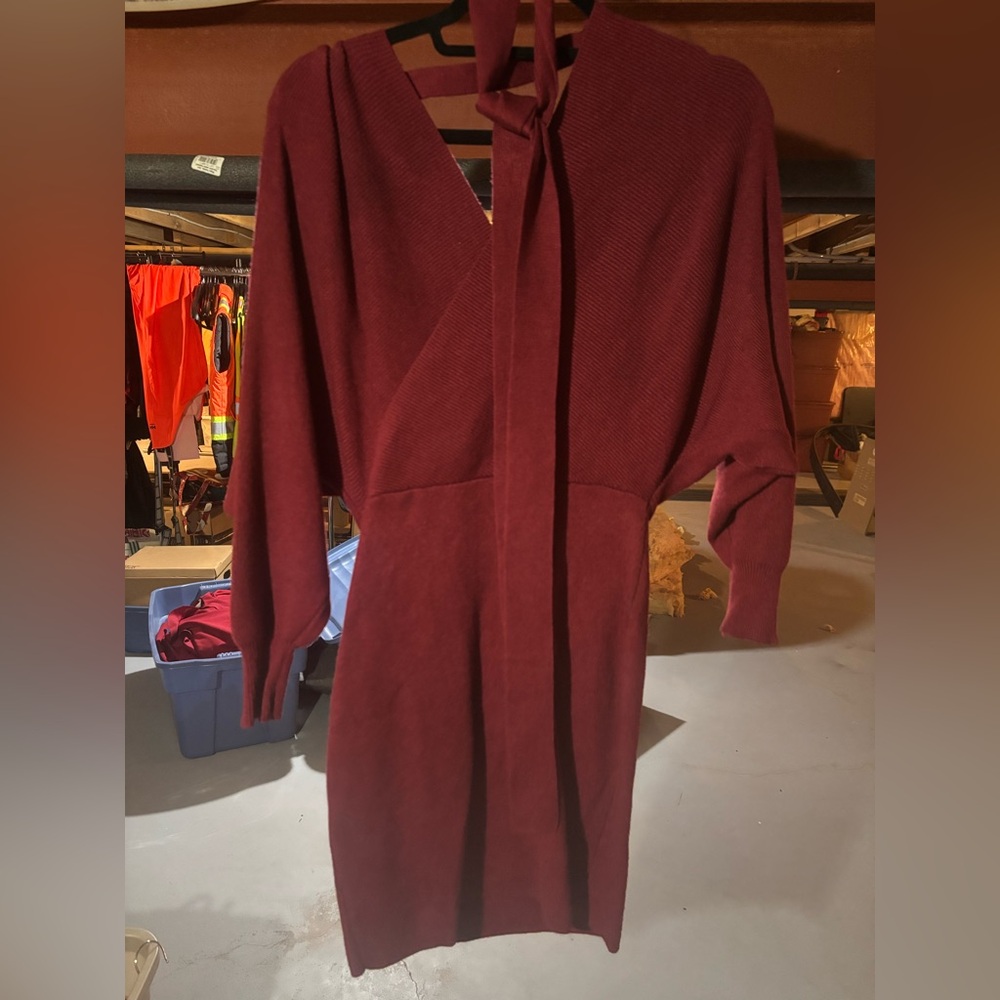 Women's Wine Red Knit Midi Dress size small